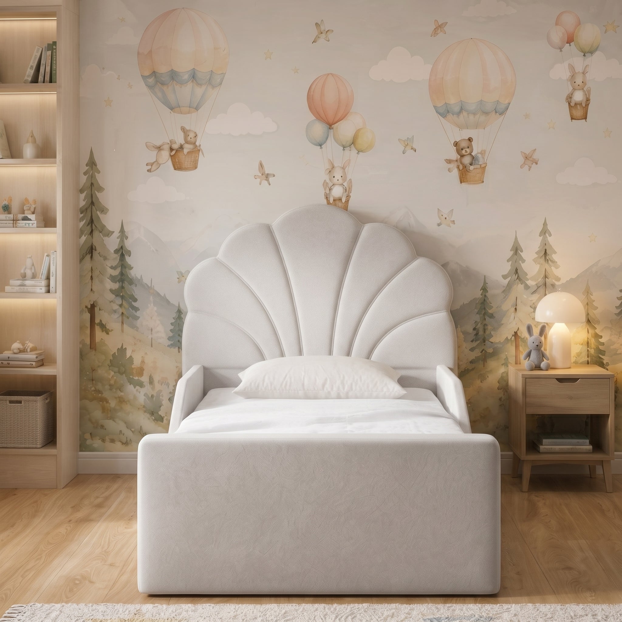 Scalloped Upholstered Kids Bed