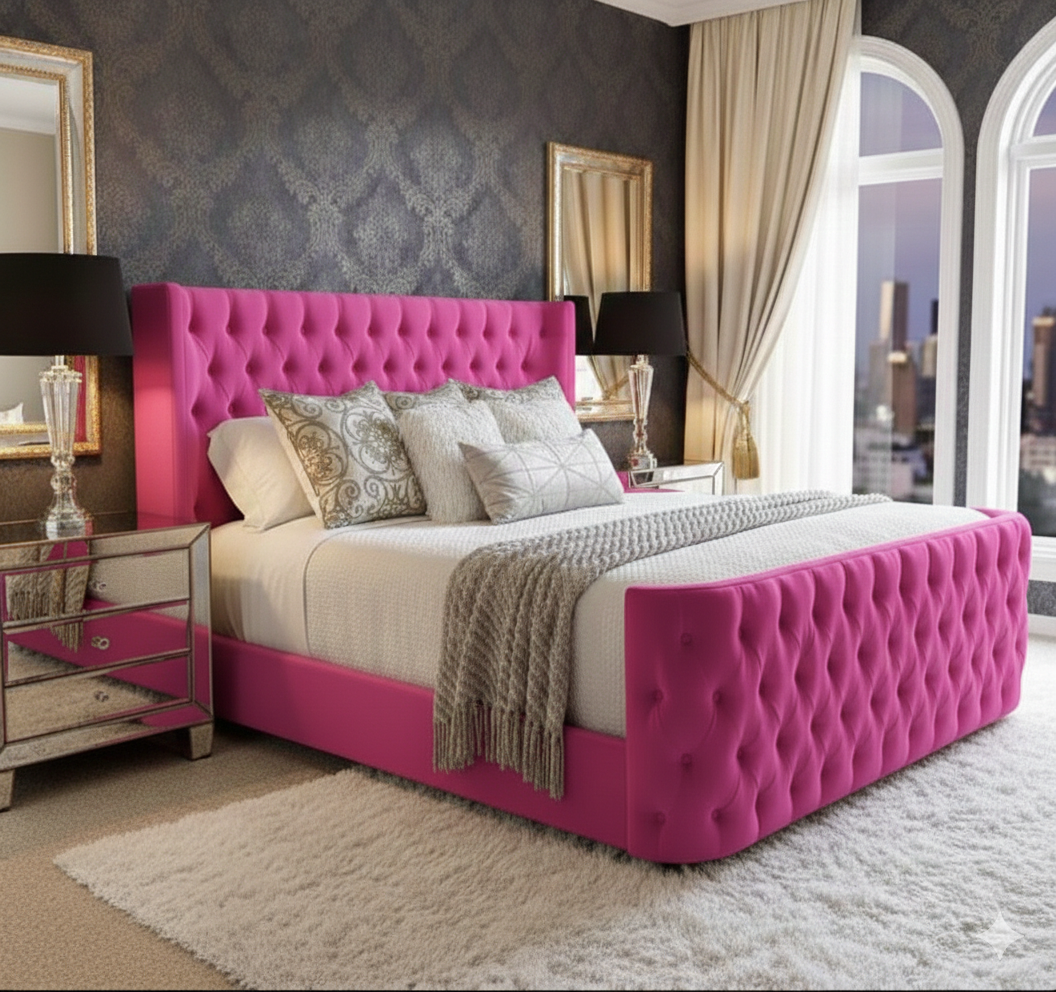 Luxury Curved Wing Upholstered Bed Frame – Single, Double, King & Super King - Image 2