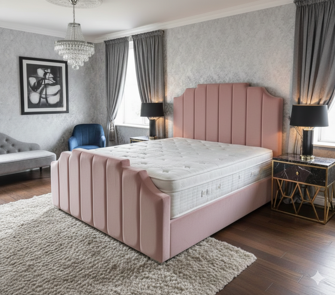Finger Panel Upholstered Bed Frame – Single, Double, King & Super King - Image 6