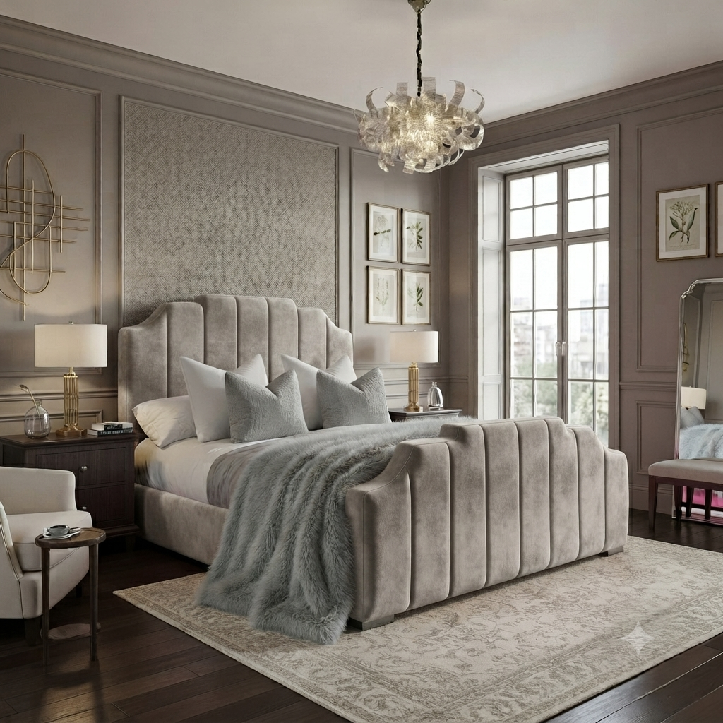 Finger Panel Upholstered Bed Frame – Single, Double, King & Super King - Image 11