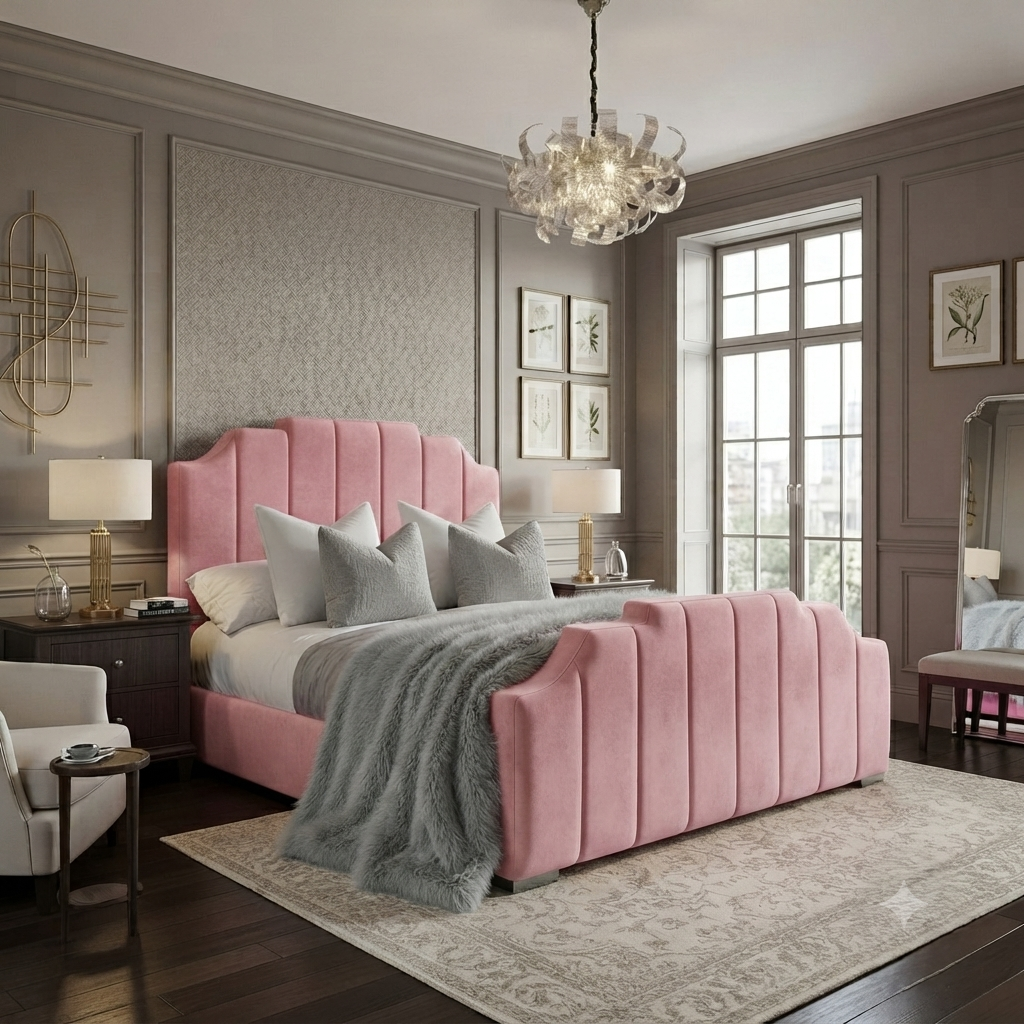 Finger Panel Upholstered Bed Frame – Single, Double, King & Super King - Image 8