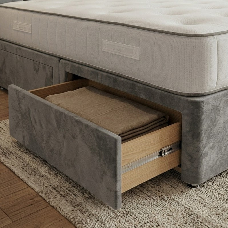 Luxury Horizontal Panelled Divan Bed with Storage