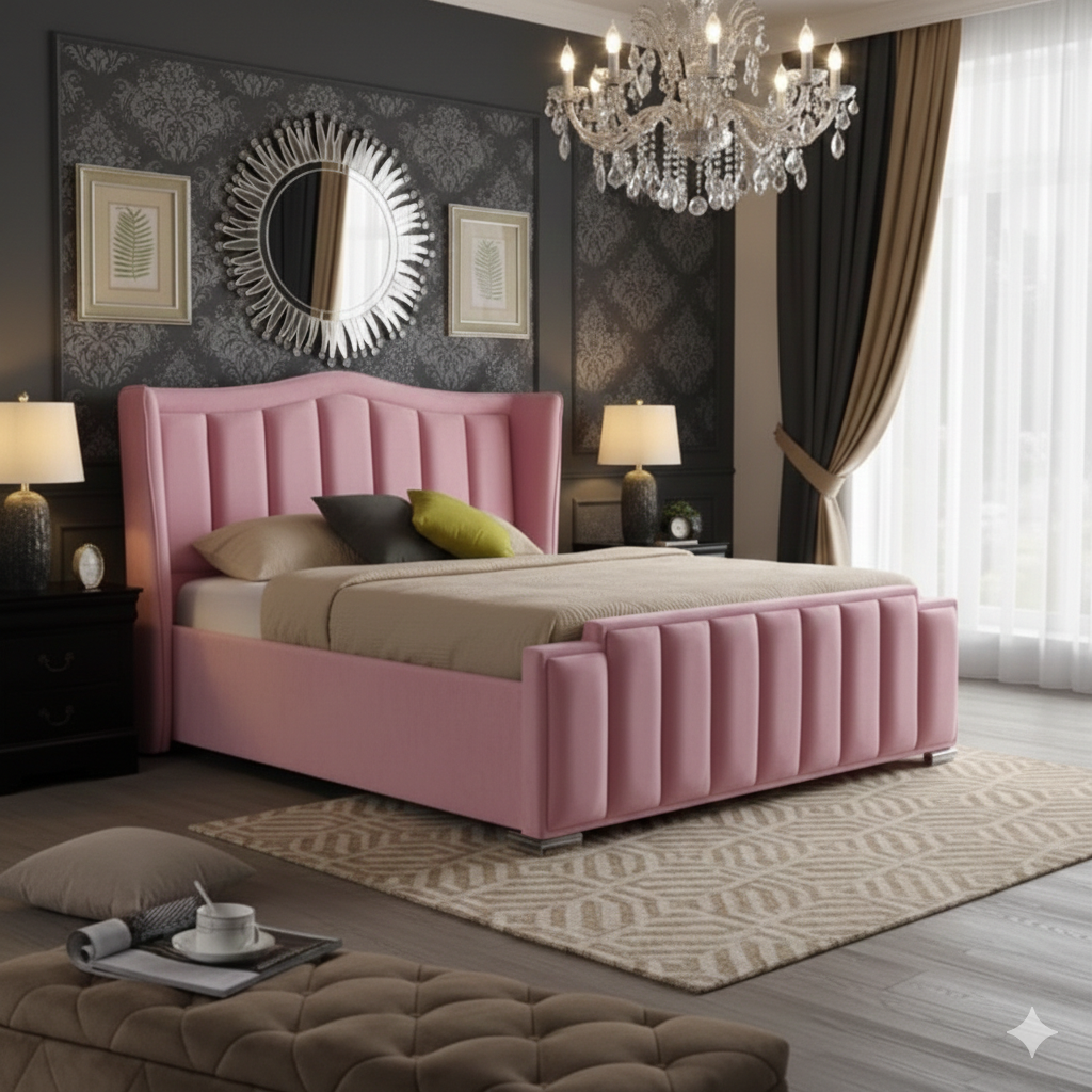 Eric Upholstered Wing Bed Frame – Single, Double, King & Super King - Image 3