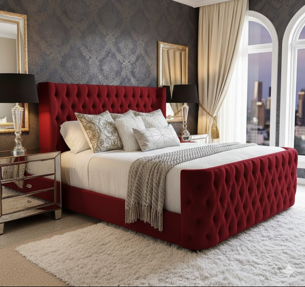 Luxury Curved Wing Upholstered Bed Frame – Single, Double, King & Super King - Image 4