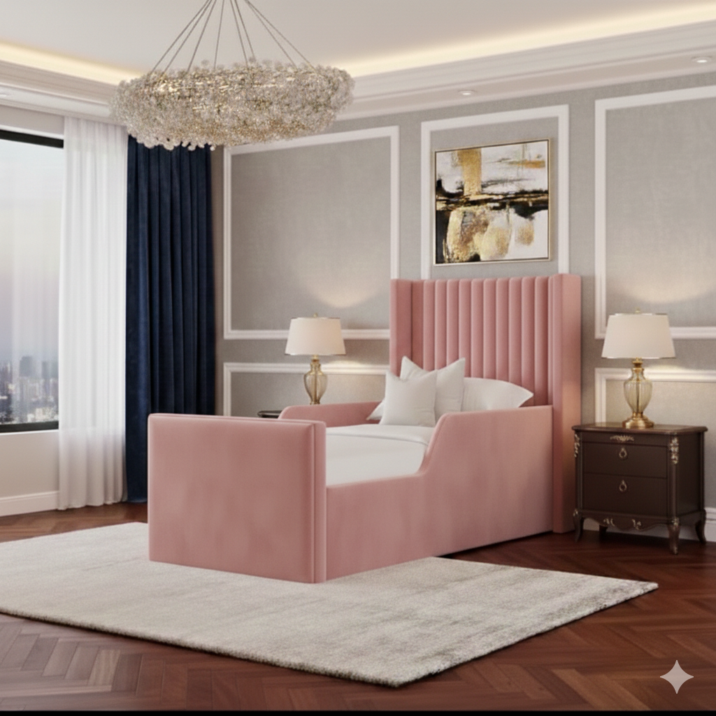 Mini Line Wing Kids Bed | Soft Winged Panel Bed for Children - Image 1