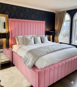 Luxury Arizona bed by SleepandBeds, featuring a stylish, upholstered bed frame with a modern design and plush headboard.