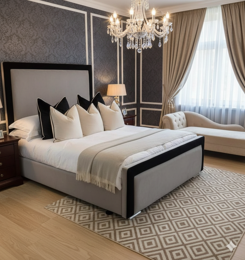 Black Bumper Upholstered Bed Frame – Single, Double, King & Super King - Image 5