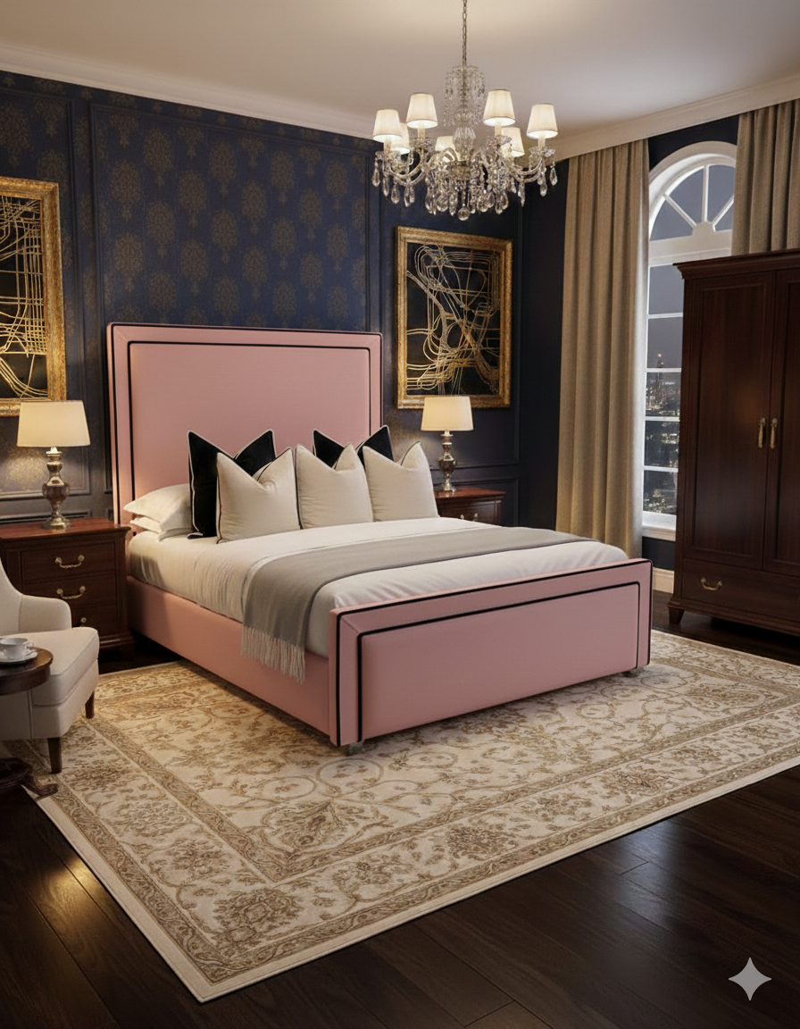 Black Piping Upholstered Bed Frame – Single, Double, King & Super King - Image 4