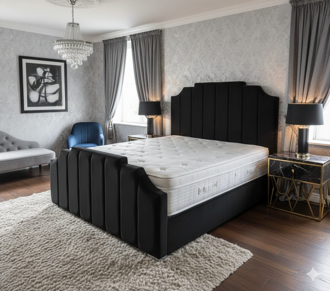 Finger Panel Upholstered Bed Frame – Single, Double, King & Super King - Image 4