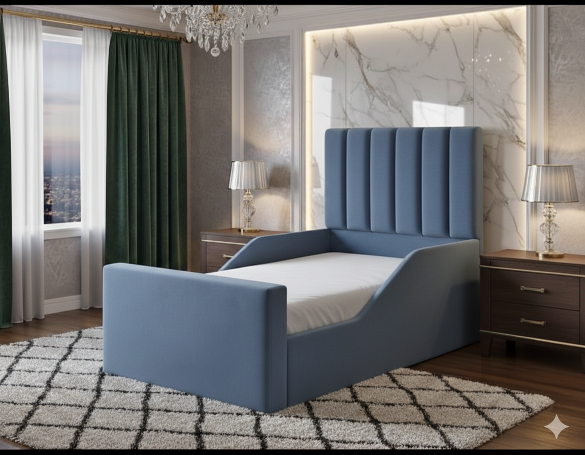Line Wing Kids Bed | Soft Winged Panel Bed for Children - Image 3