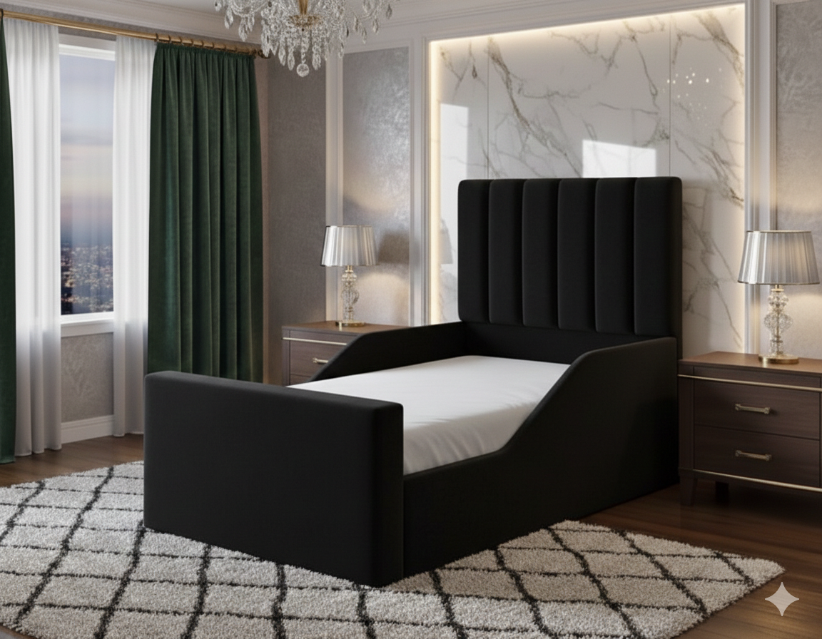 Line Wing Kids Bed | Soft Winged Panel Bed for Children - Image 4