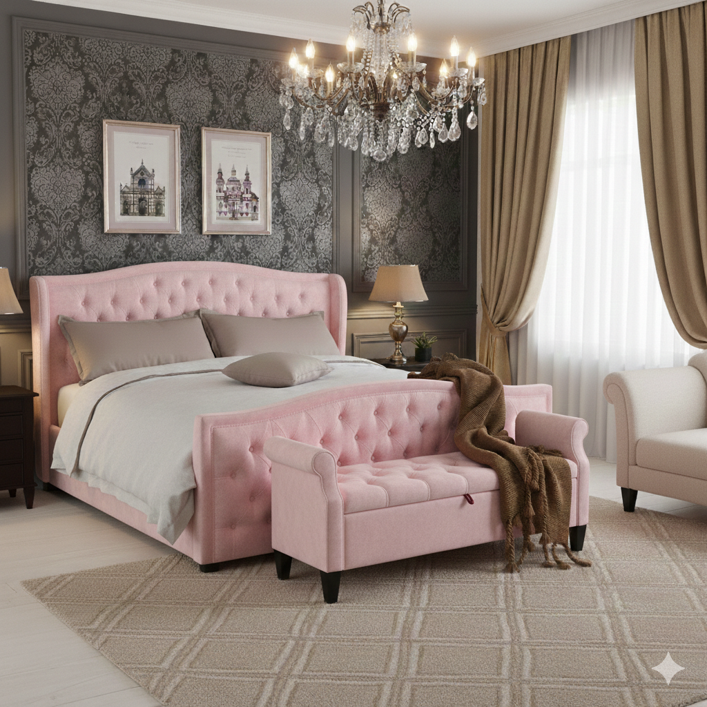 Hilton Wing Bed Frame – Traditional Upholstered Bed | Single to Super King - Image 4