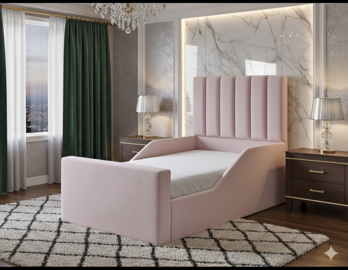 Line Wing Kids Bed | Soft Winged Panel Bed for Children - Image 2