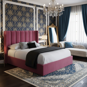 Sara upholstered bed by SleepandBeds featuring a plush fabric headboard and a modern, stylish design for a cozy bedroom.