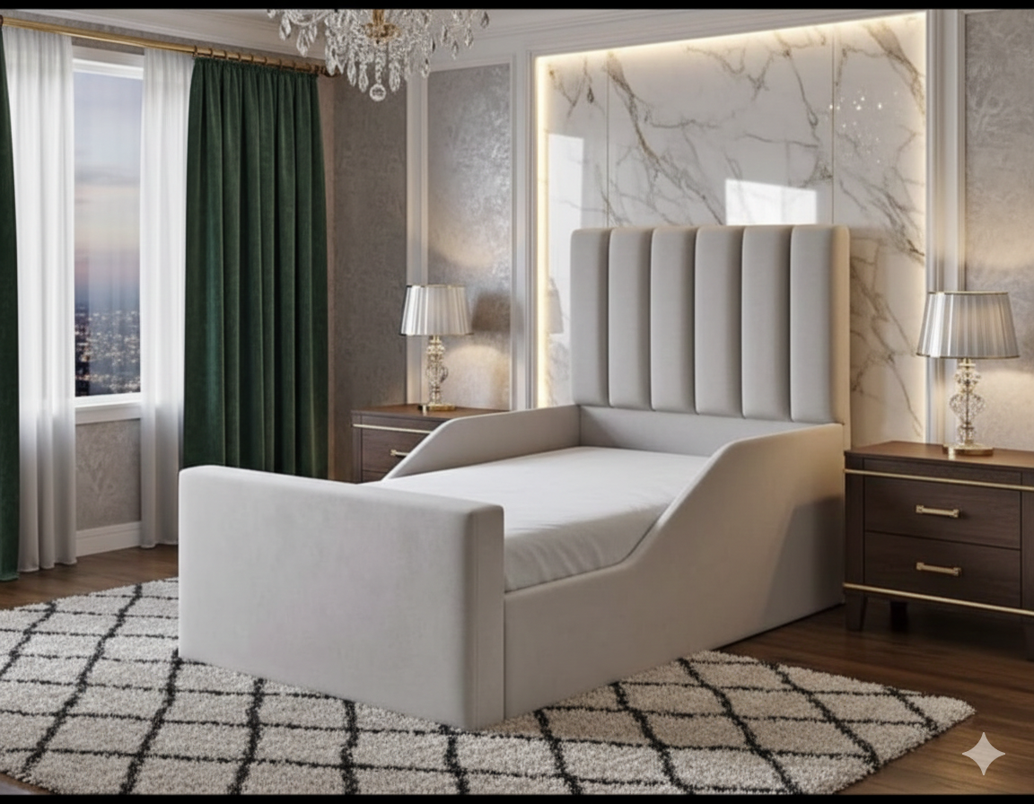 Line Wing Kids Bed | Soft Winged Panel Bed for Children - Image 1