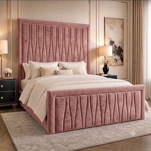 Luxury SleepandBeds mini line bed with sleek frame and plush bedding, showcased in a modern bedroom setting.