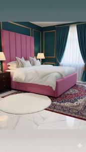 Luxury black piping bed from SleepandBeds, showcasing a modern bed with sleek black piping and upholstered headboard.