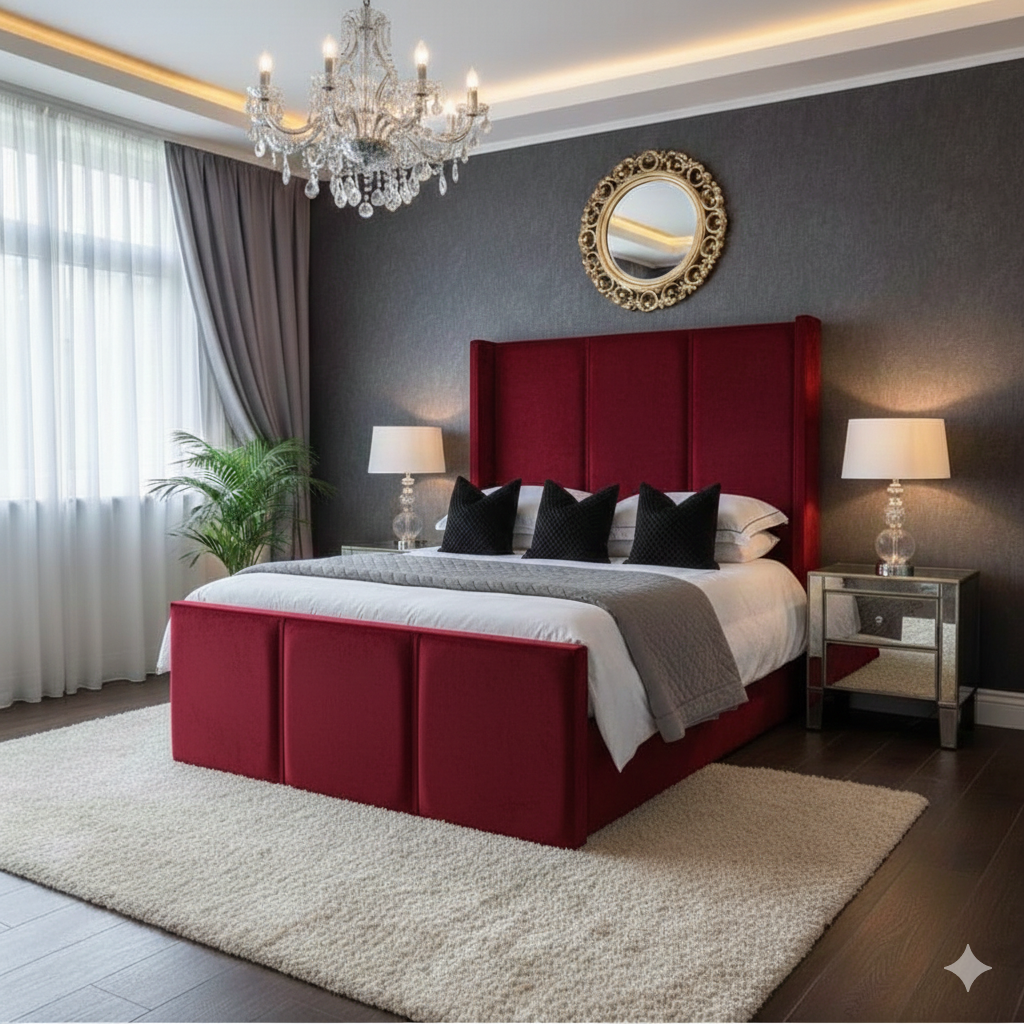 Mayfair Wing 2 Line Upholstered Bed Frame – Single, Double, King & Super King - Image 3