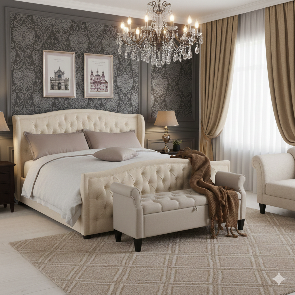 Hilton Wing Bed Frame – Traditional Upholstered Bed | Single to Super King - Image 5