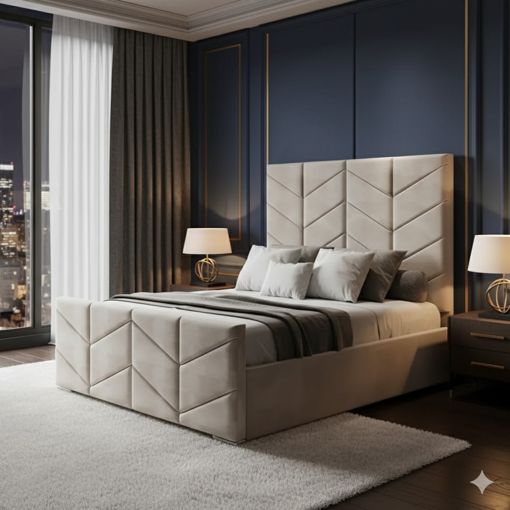 Double Arrow Bed | Plush Velvet Bed with 54” Headboard | Handmade in the UK by SLEEP&BEDS LTD - Image 4