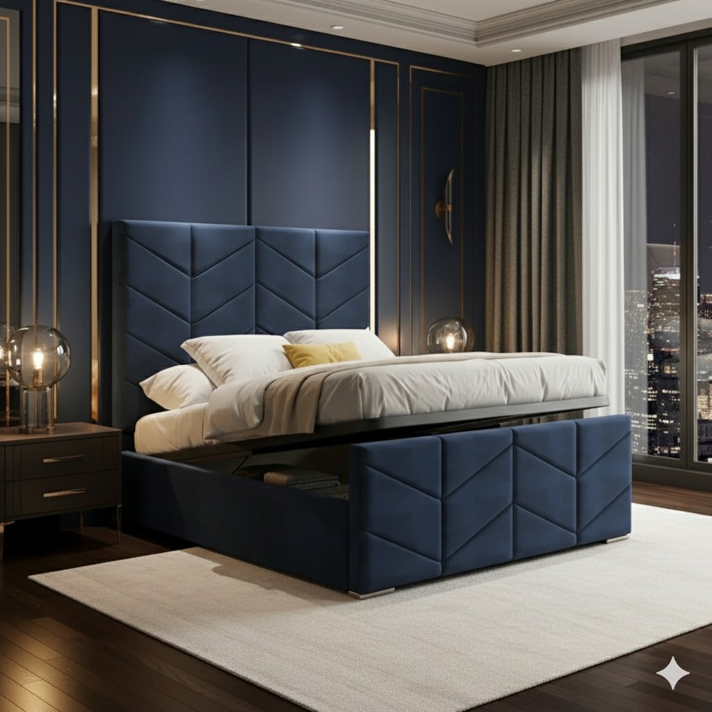 Double Arrow Bed | Plush Velvet Bed with 54” Headboard | Handmade in the UK by SLEEP&BEDS LTD - Image 2