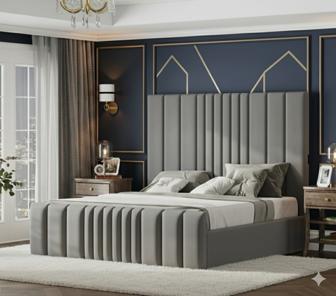 Multi Mini Line Luxury Bed | Plush Velvet Bed with 54” Headboard | Handmade in the UK by SLEEP&BEDS LTD - Image 2