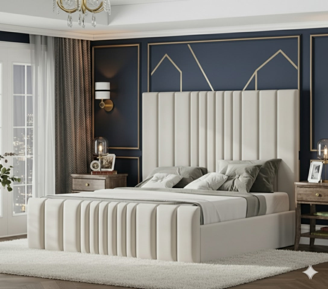 Multi Mini Line Luxury Bed | Plush Velvet Bed with 54” Headboard | Handmade in the UK by SLEEP&BEDS LTD - Image 3
