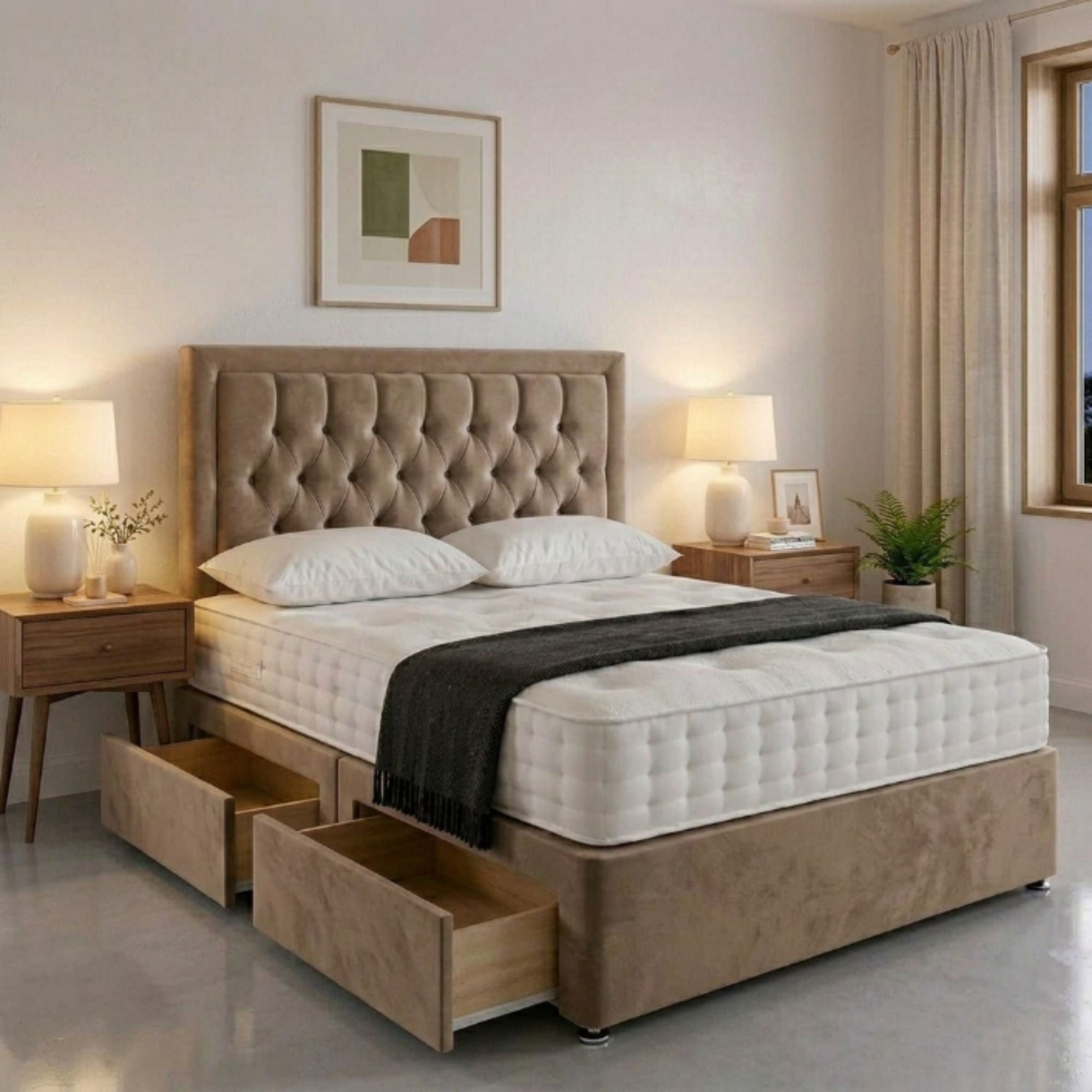Upholstered storage platform bed - Image 1