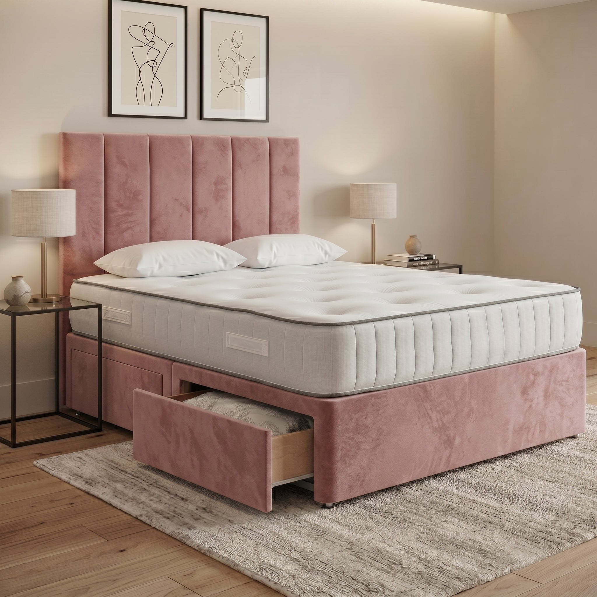 Luxury Panelled Divan Bed with Storage
