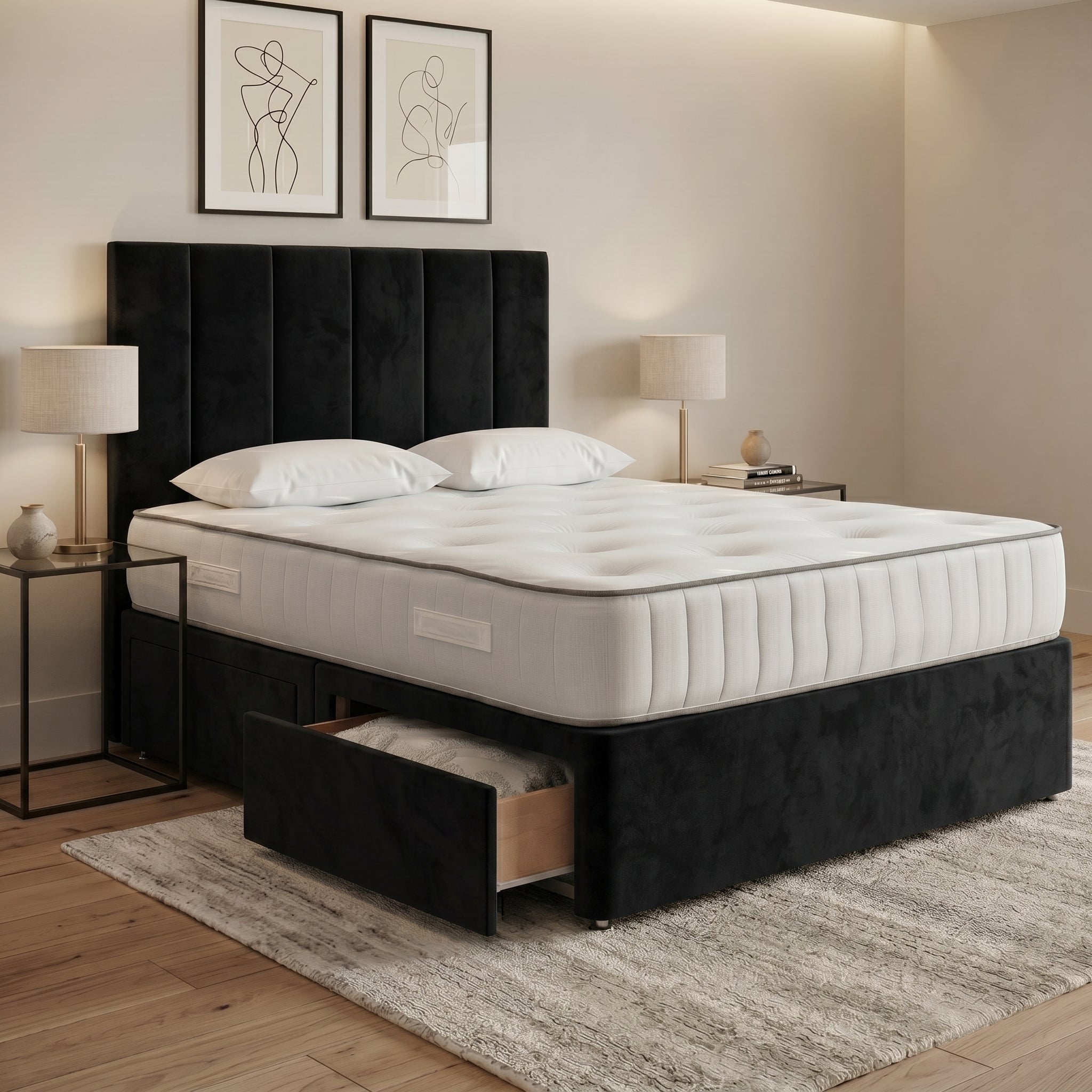 Luxury Panelled Divan Bed with Storage