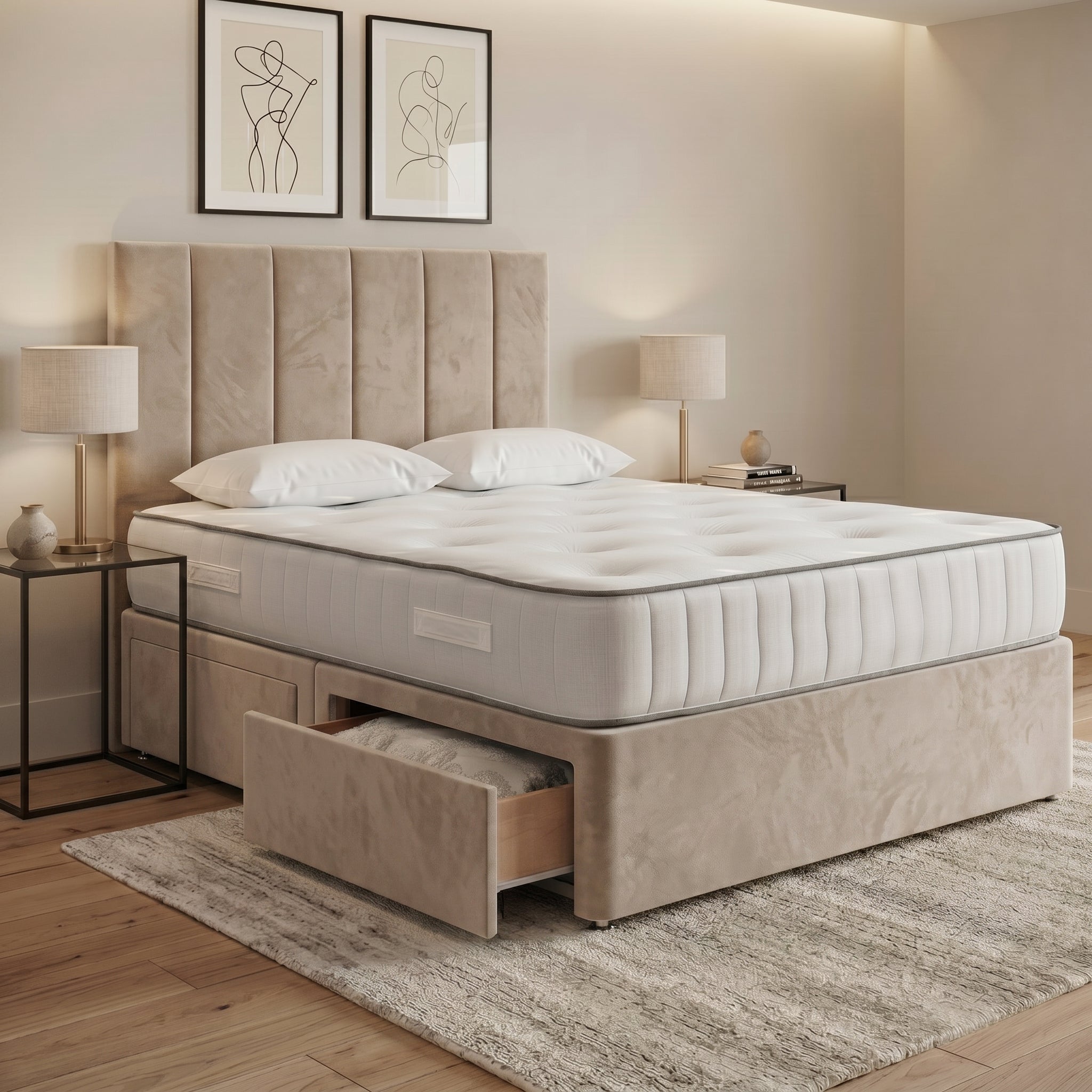 Luxury Panelled Divan Bed with Storage