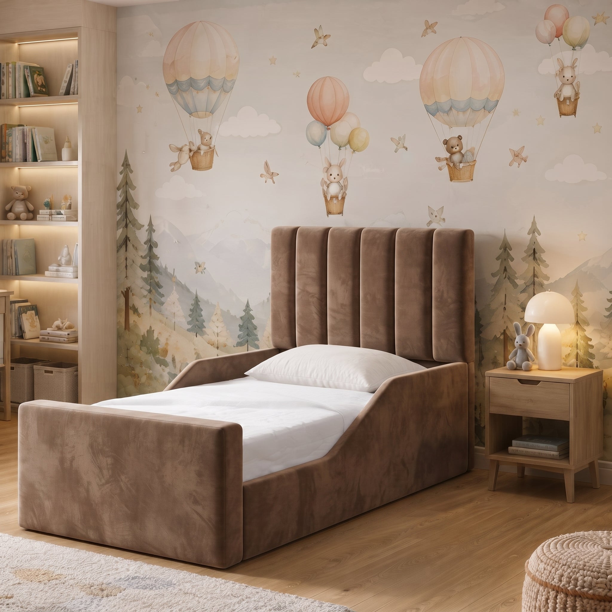 Vertical Channelled Upholstered Headboard -Kids Bed
