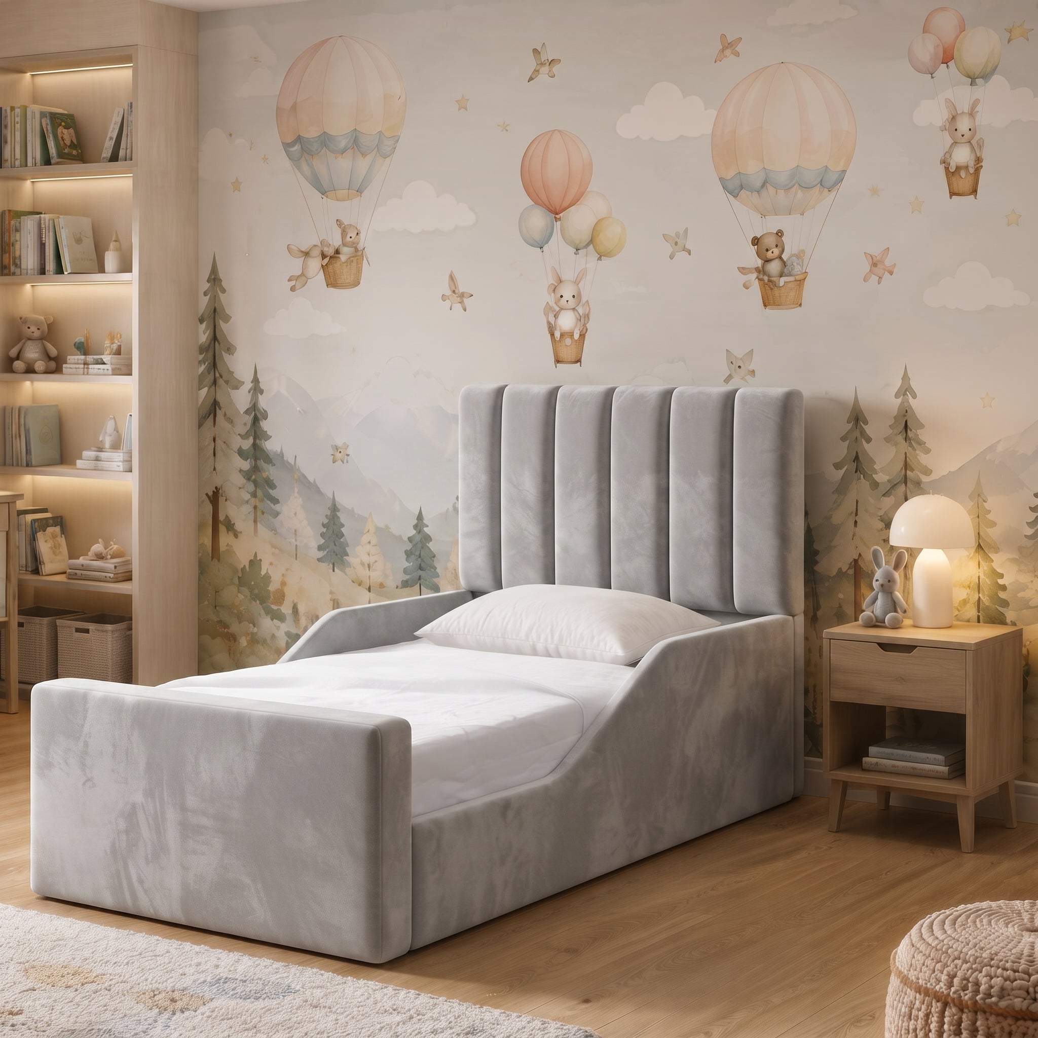 Vertical Channelled Upholstered Headboard -Kids Bed - Image 1