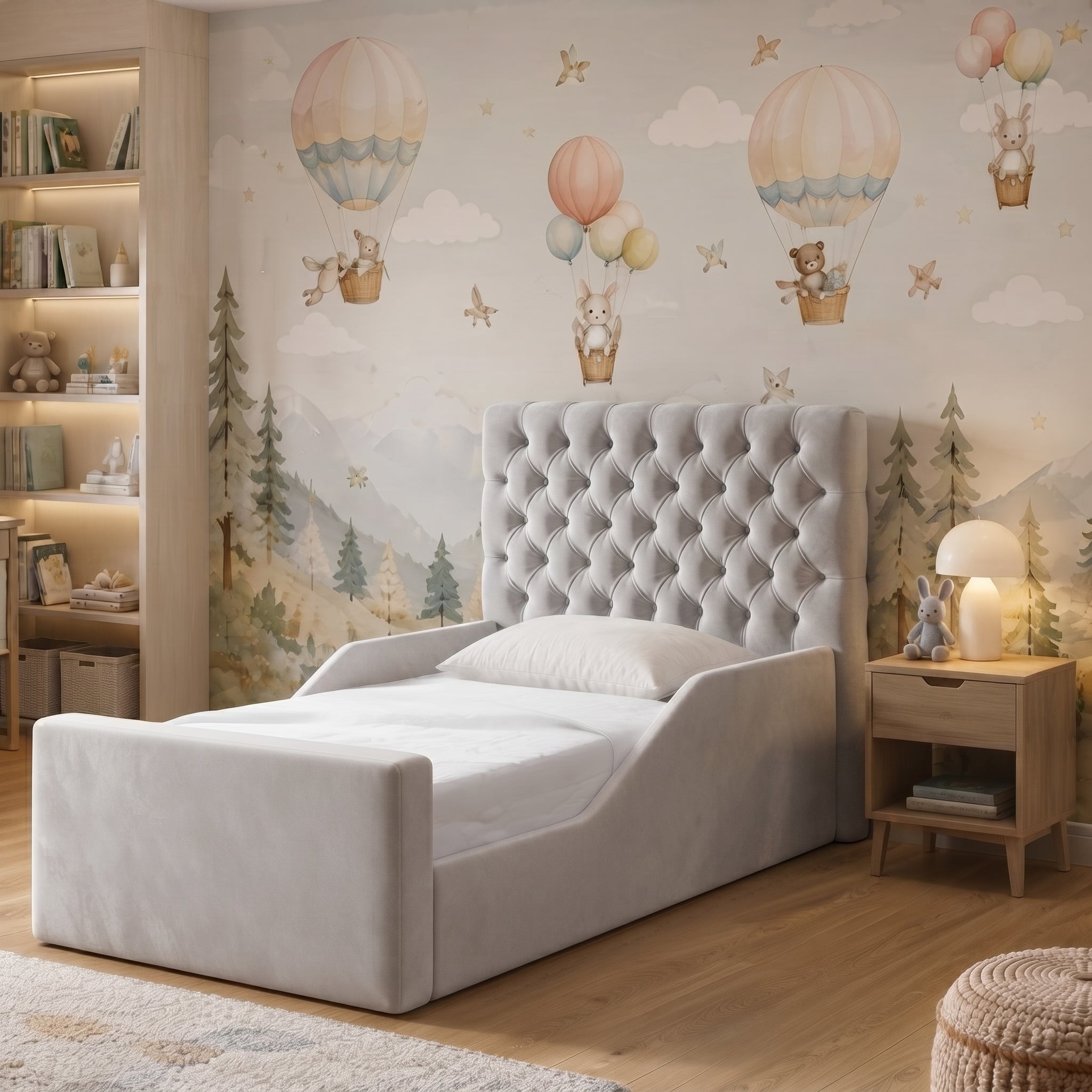 Chesterfield Button-Tufted Upholstered Kids Bed - Image 8