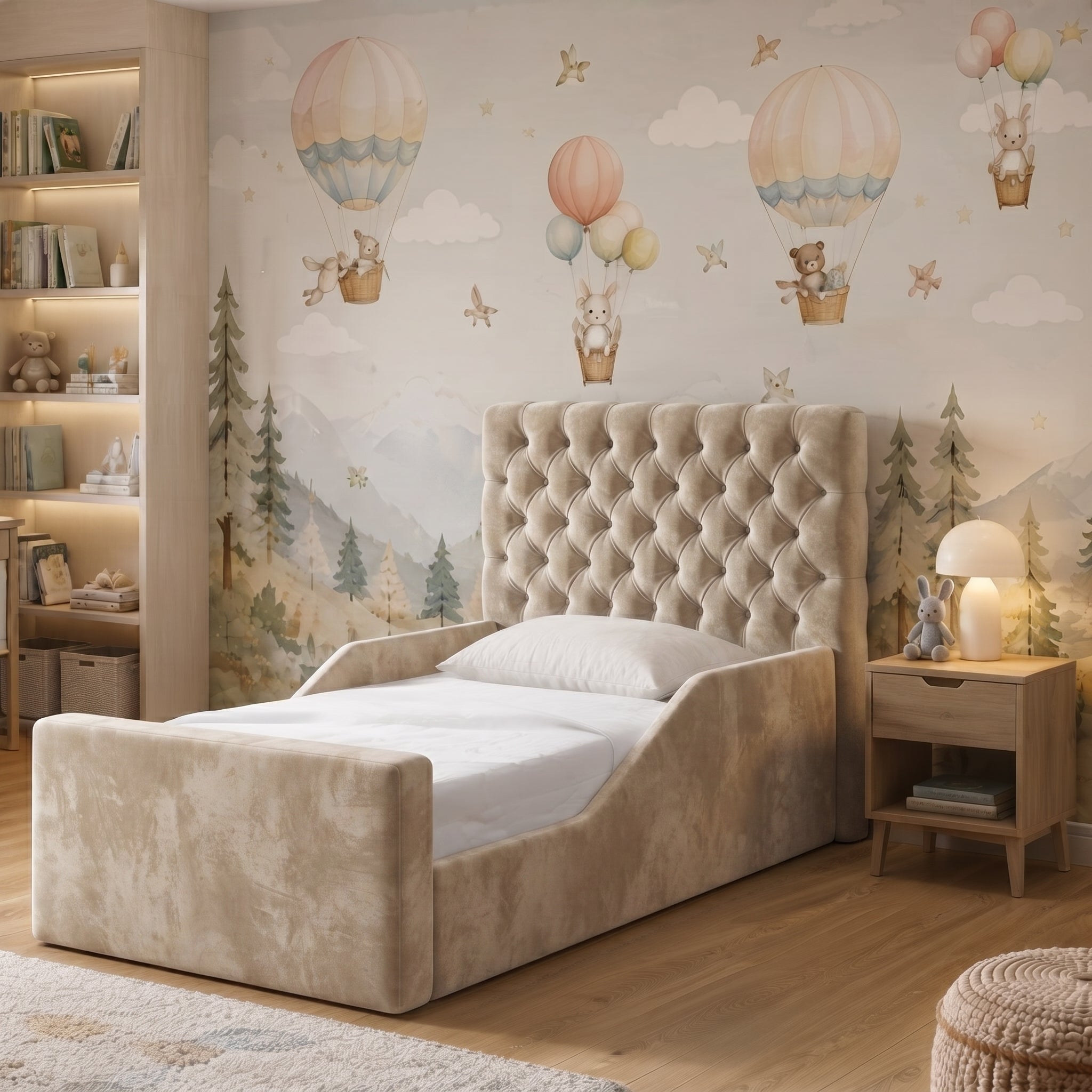 Chesterfield Button-Tufted Upholstered Kids Bed