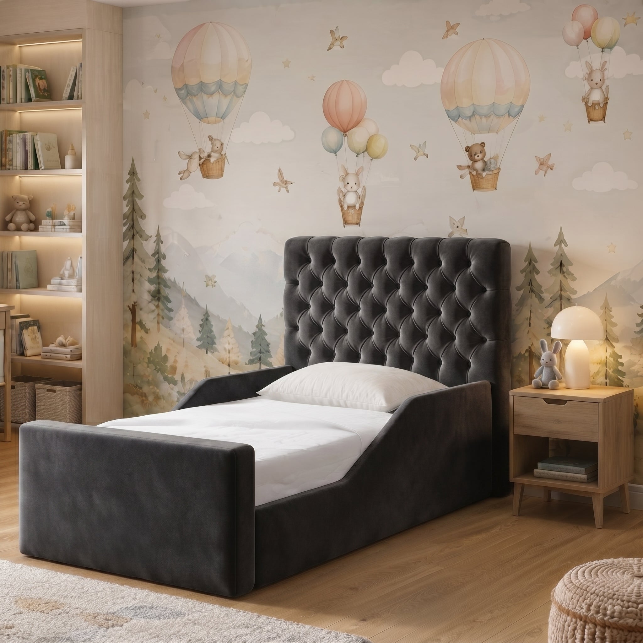 Chesterfield Button-Tufted Upholstered Kids Bed - Image 9