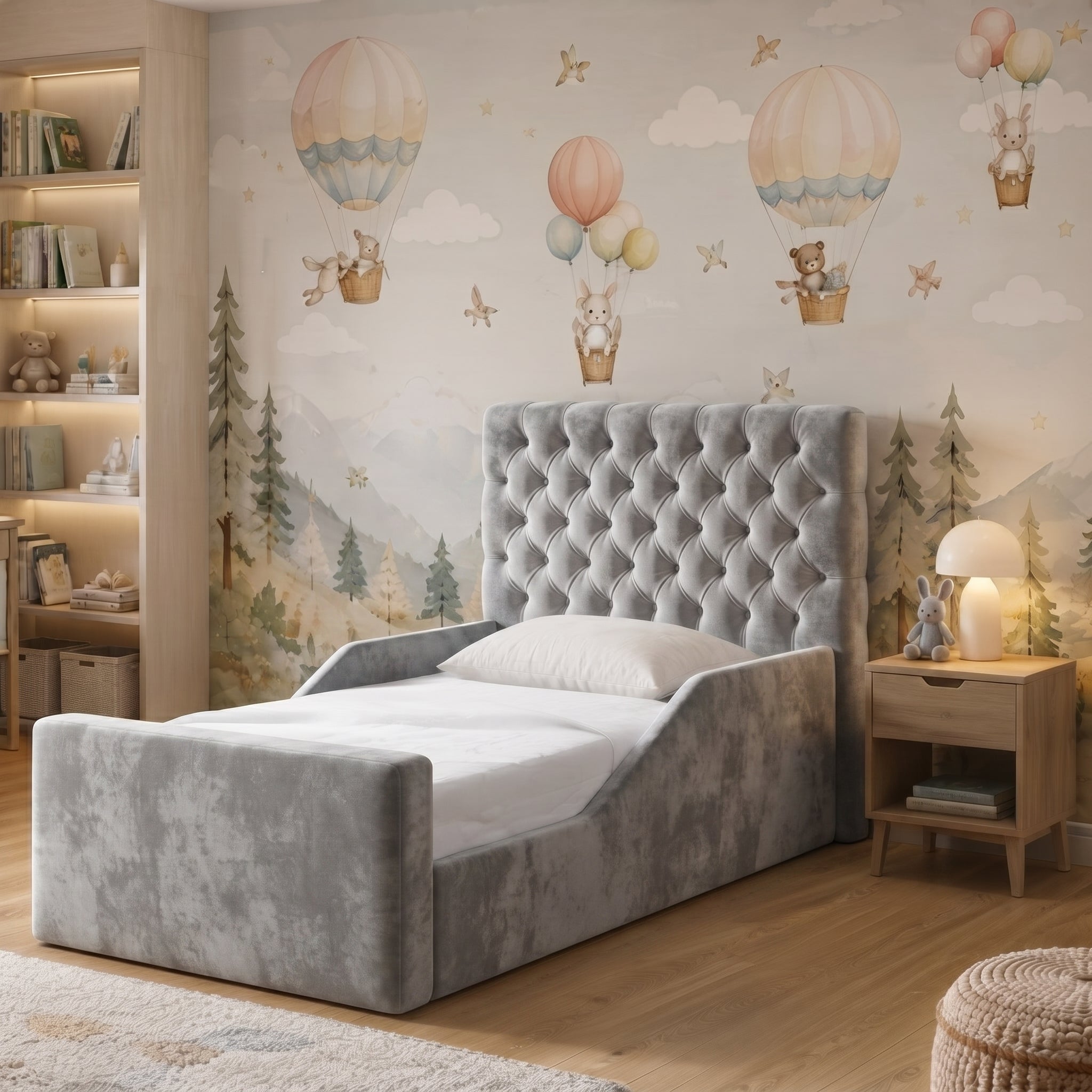 Chesterfield Button-Tufted Upholstered Kids Bed - Image 10