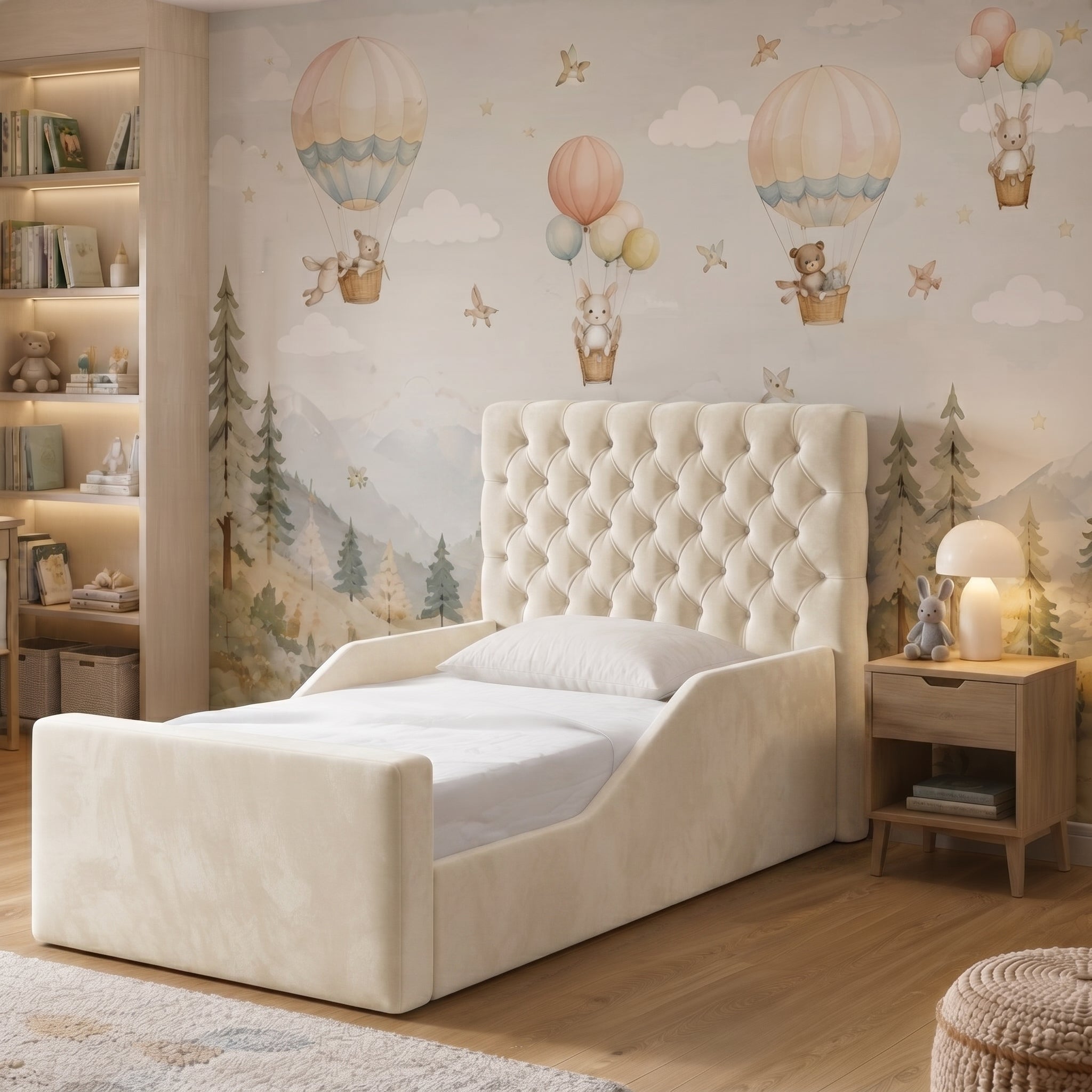 Chesterfield Button-Tufted Upholstered Kids Bed