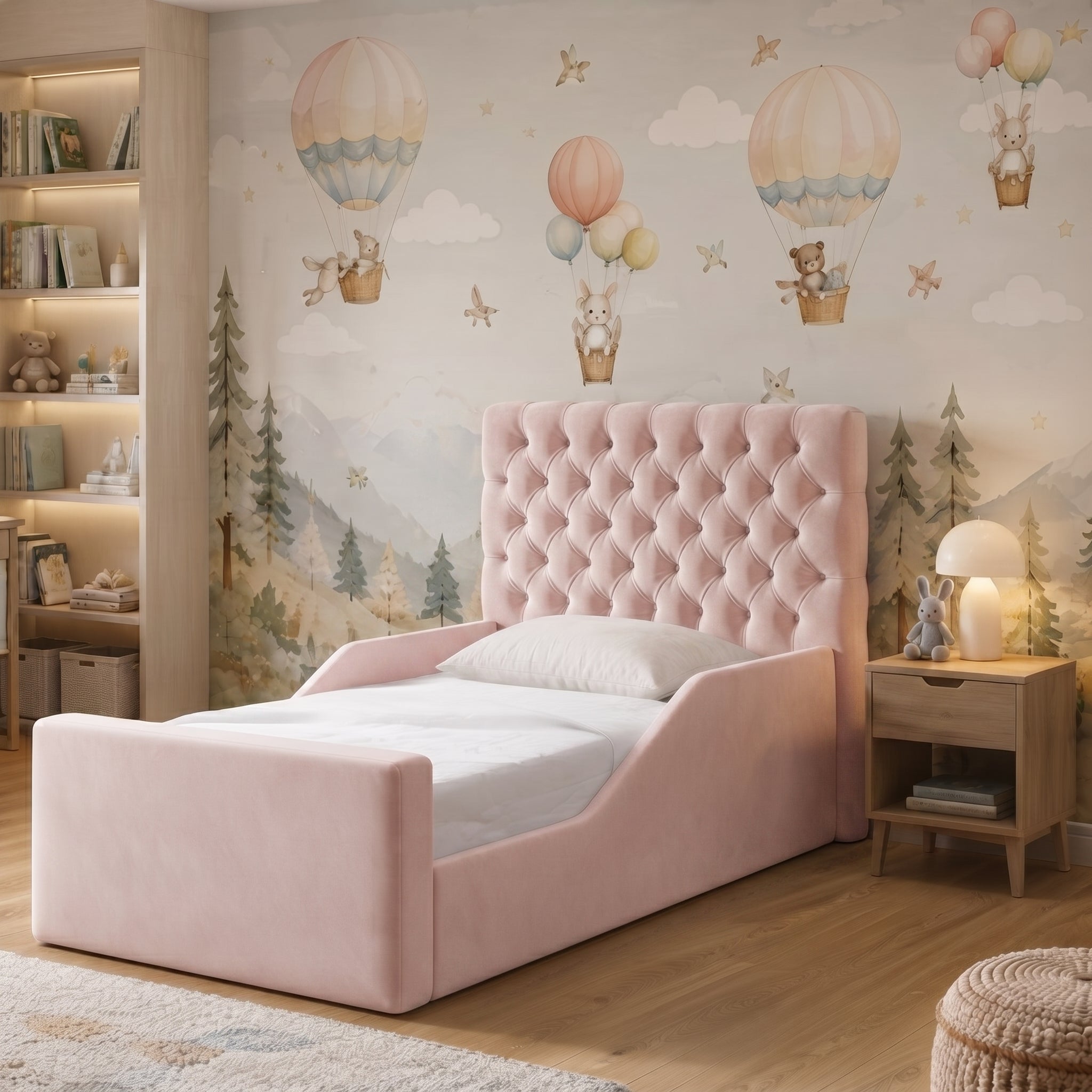 Chesterfield Button-Tufted Upholstered Kids Bed