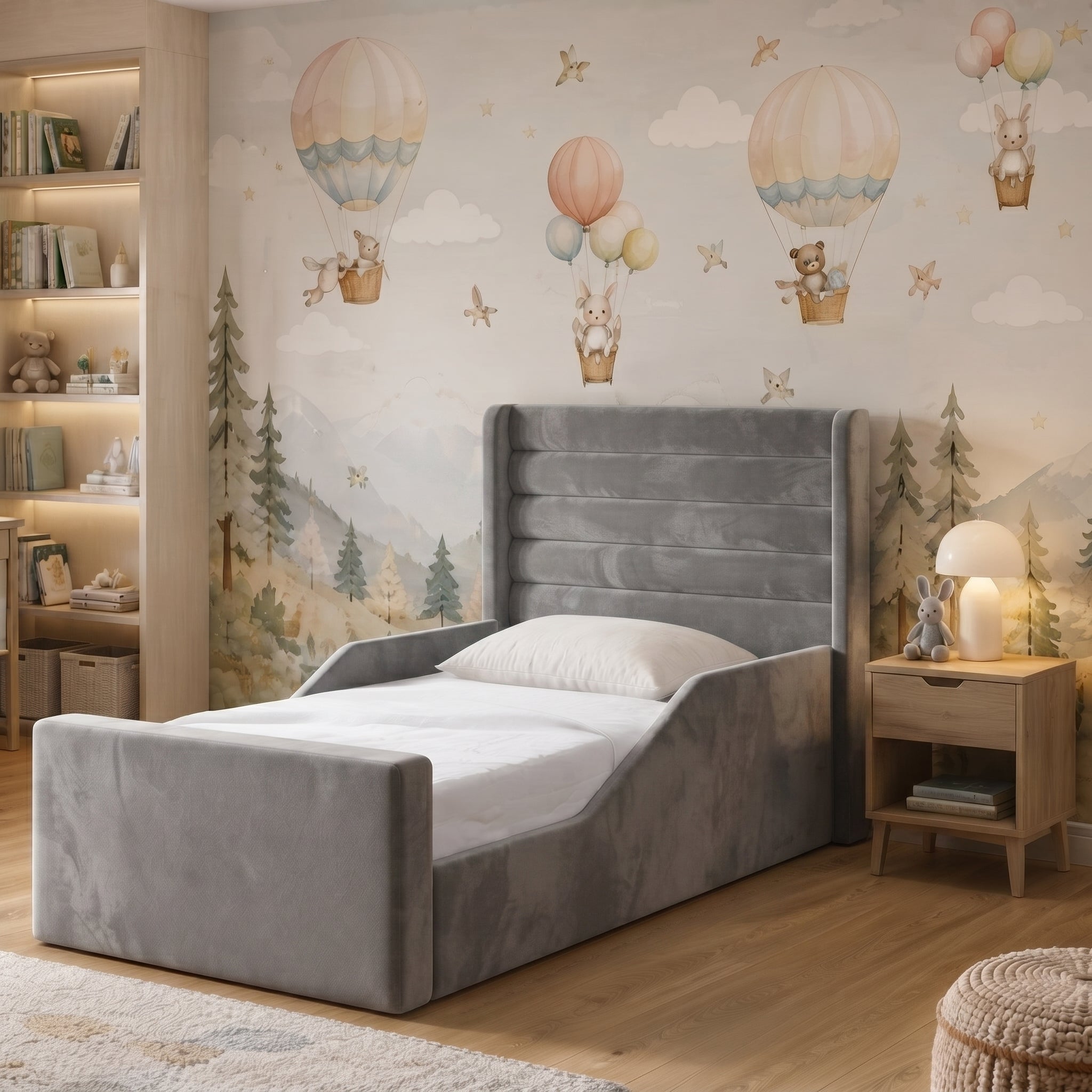 Wingback Horizontal Channel Upholstered Kids Bed - Image 8