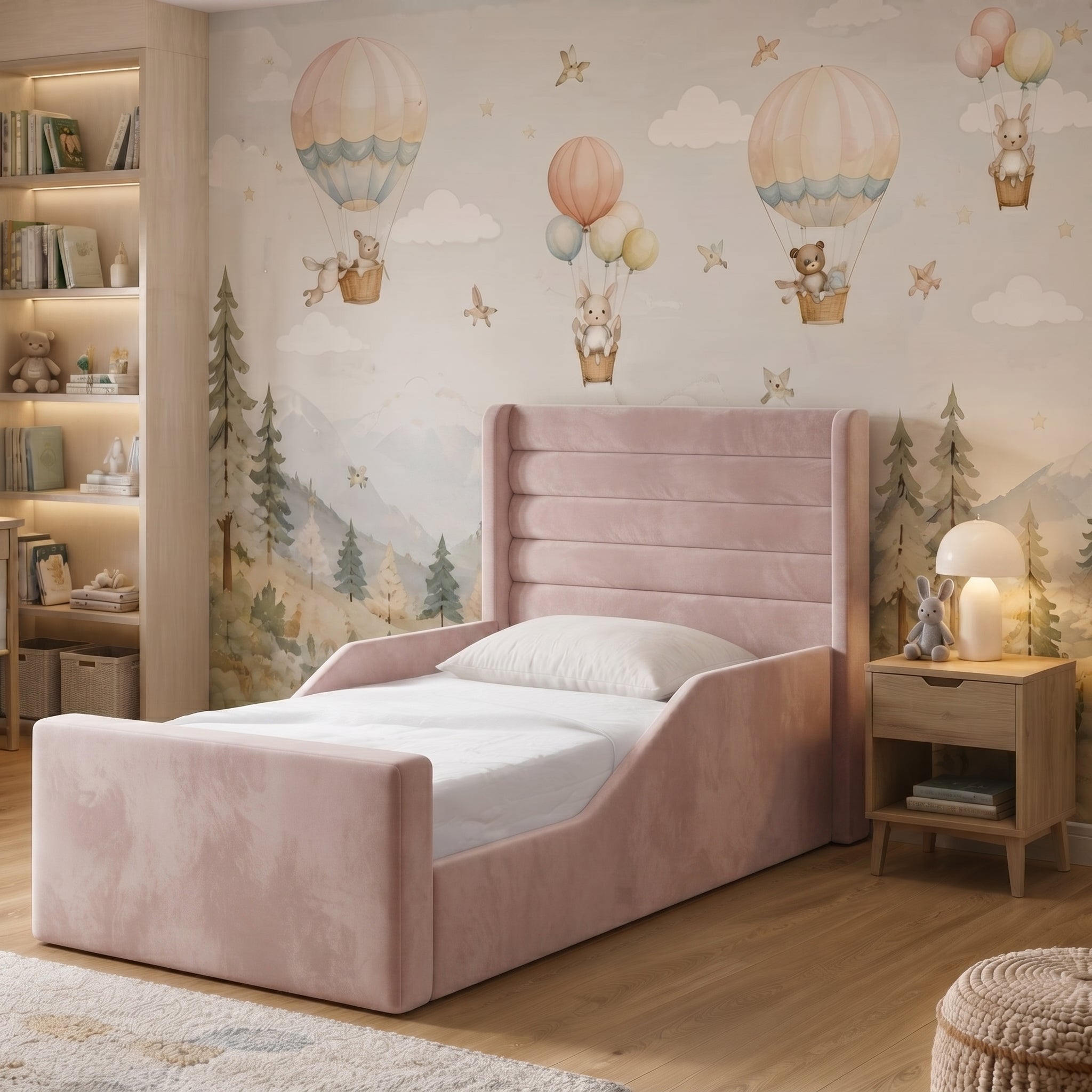 Wingback Horizontal Channel Upholstered Kids Bed - Image 9