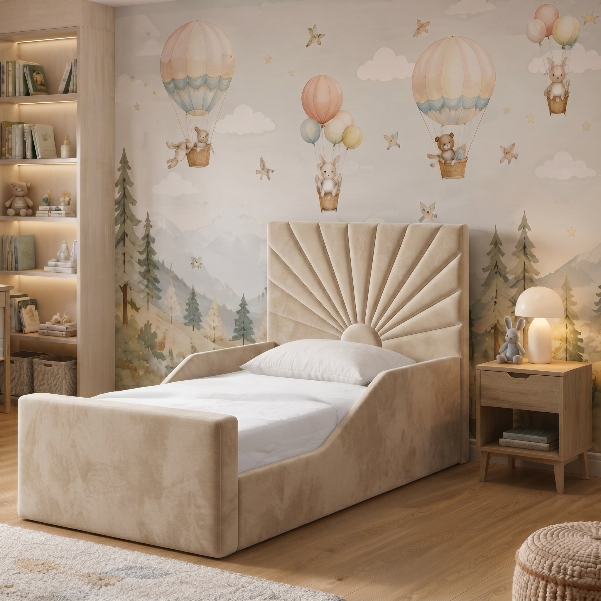 Sunburst Panel Upholstered Kids Bed