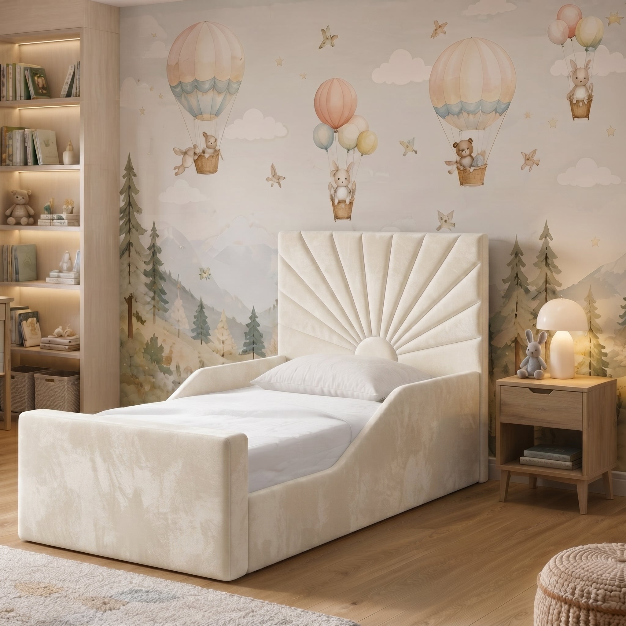 Sunburst Panel Upholstered Kids Bed