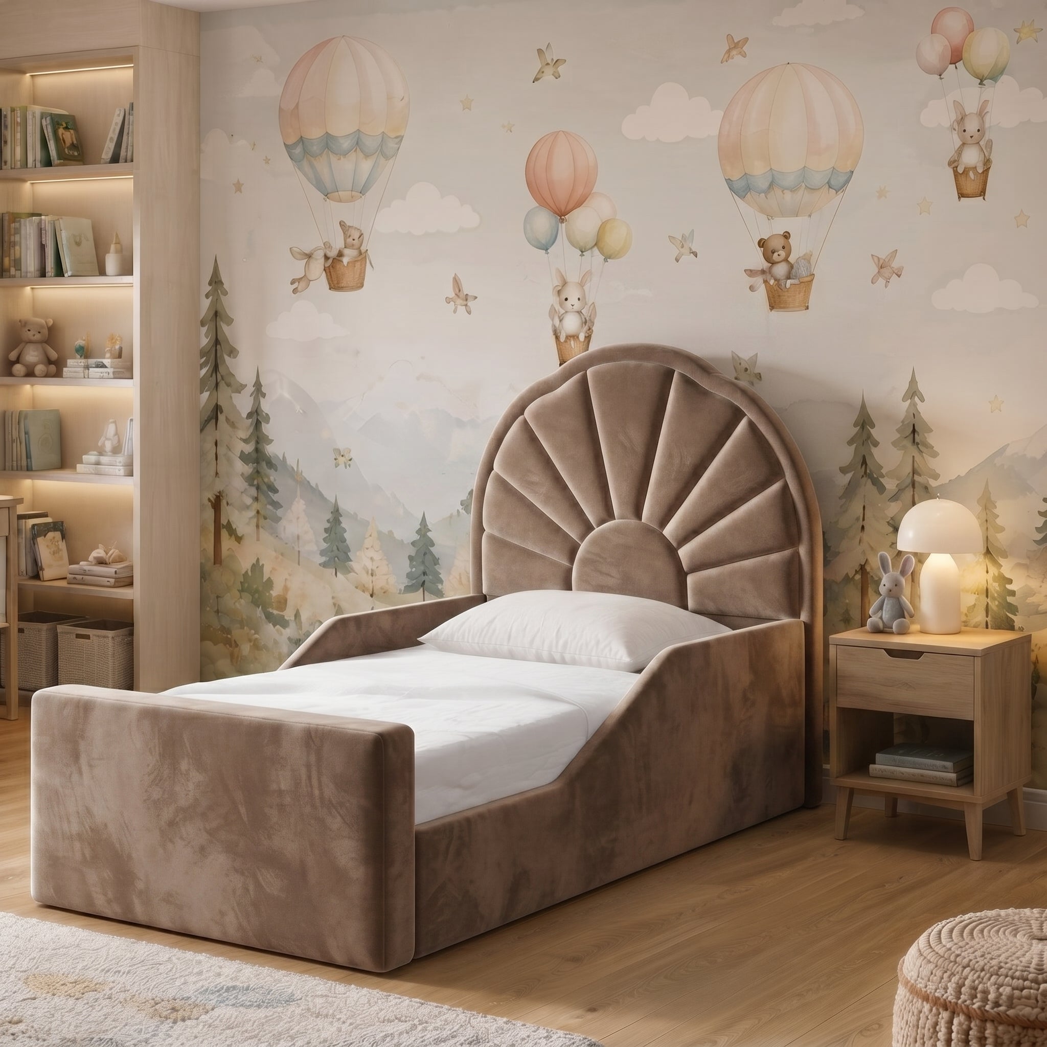 Scalloped Fan Panel Upholstered Kids Bed