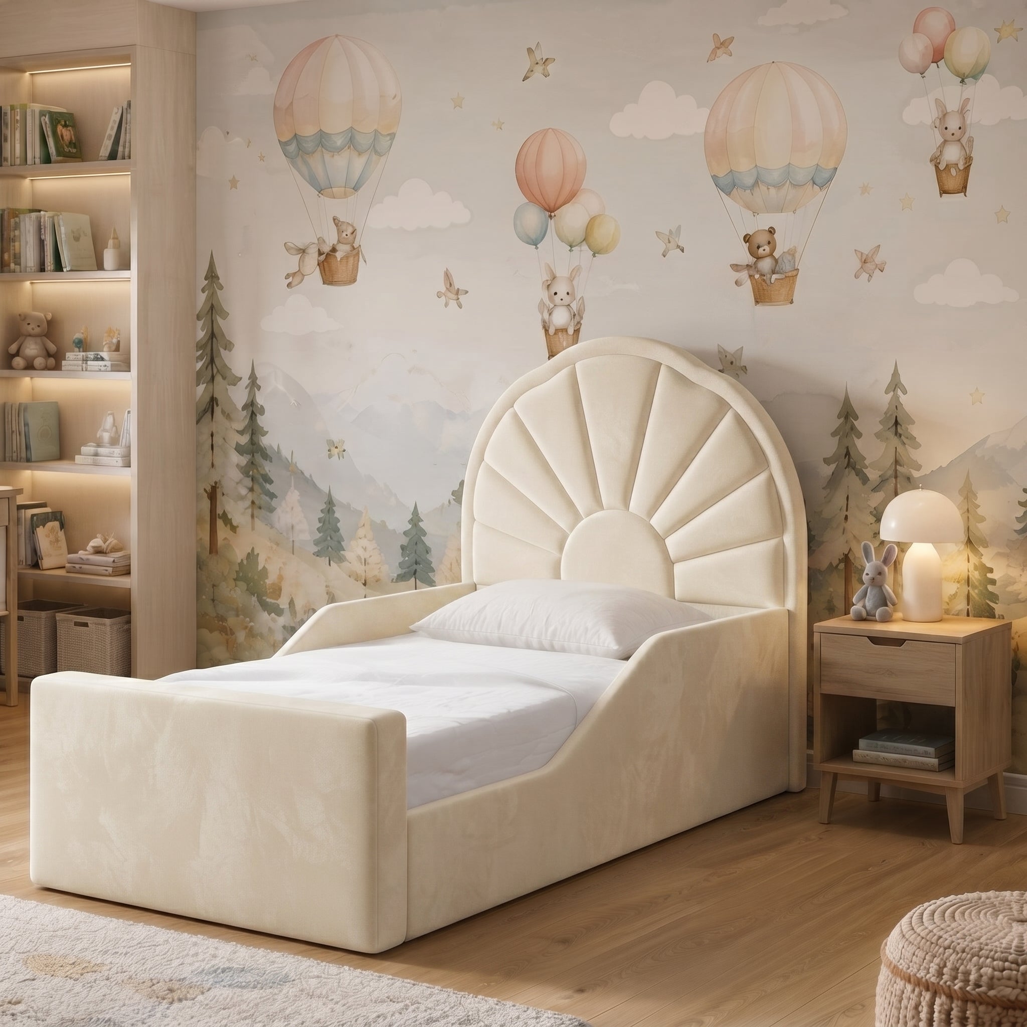 Scalloped Fan Panel Upholstered Kids Bed
