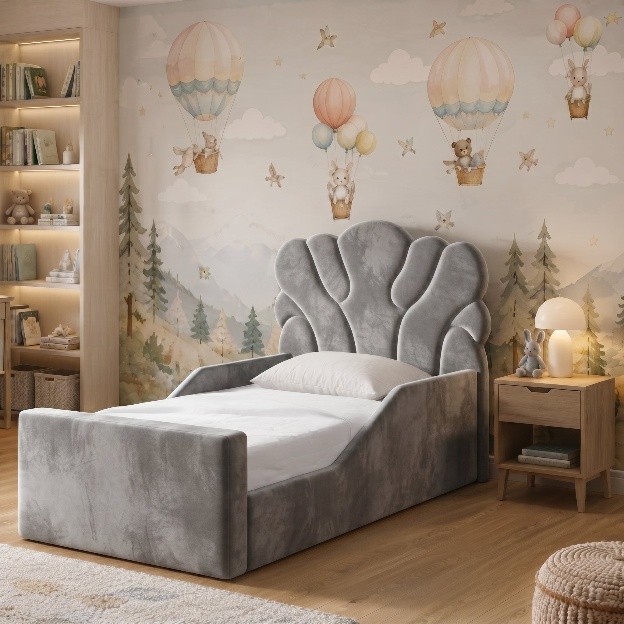 Scalloped Shell Panel Upholstered Kids Bed