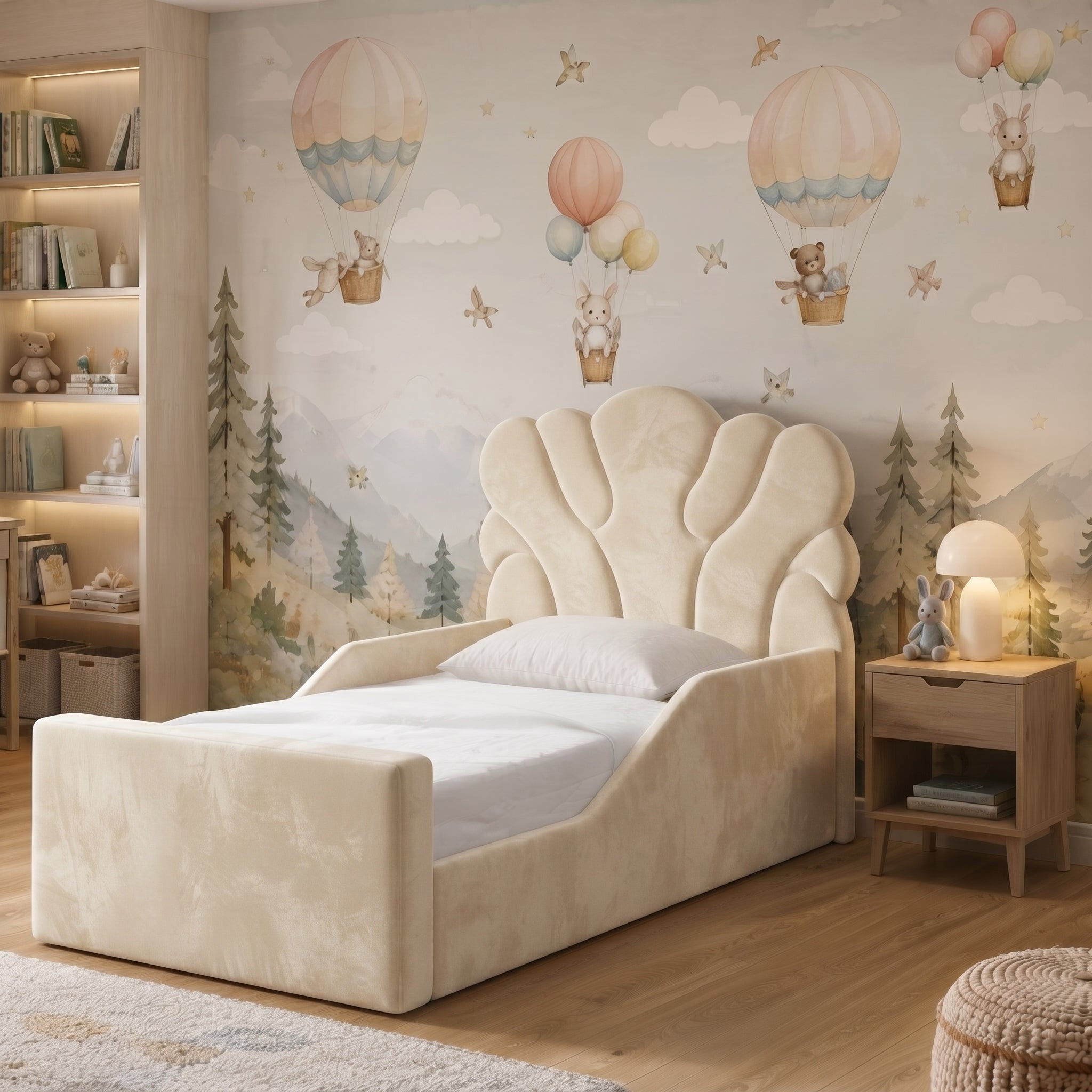 Scalloped Shell Panel Upholstered Kids Bed - Image 6
