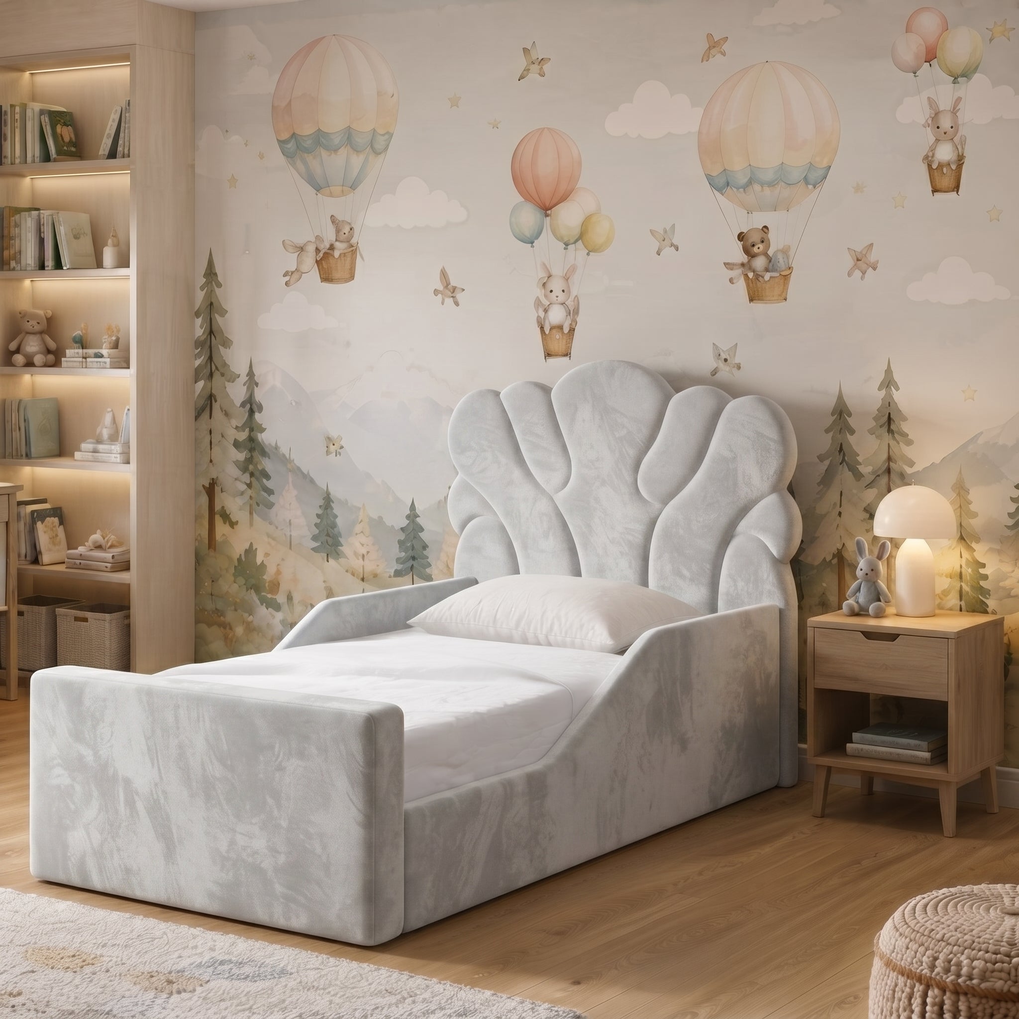 Scalloped Shell Panel Upholstered Kids Bed