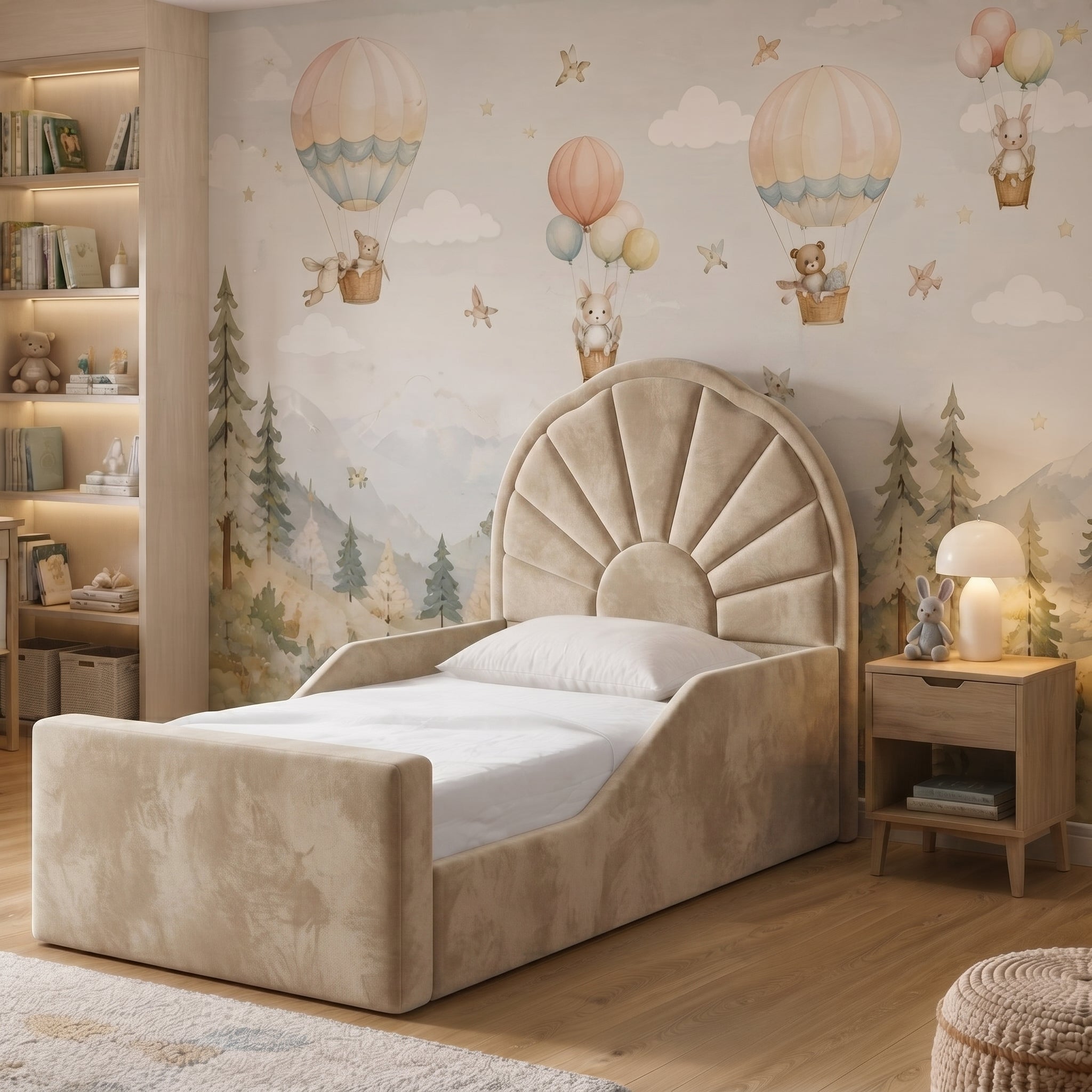 Scalloped Fan Panel Upholstered Kids Bed