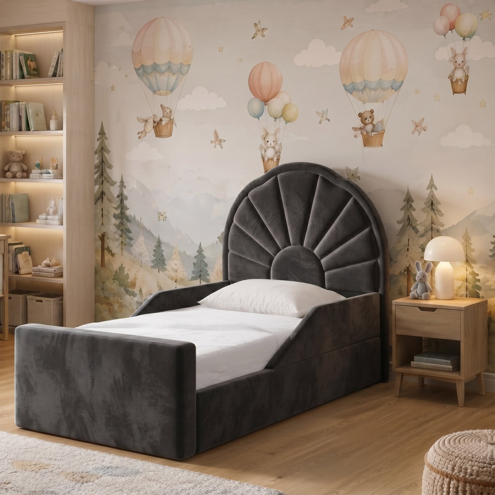 Scalloped Fan Panel Upholstered Kids Bed - Image 8